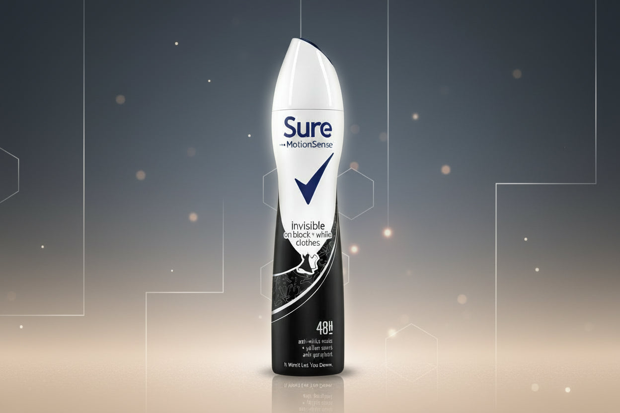 SURE A/P DEODORANT INVISIBLE BLACK & WHITE 250ML.