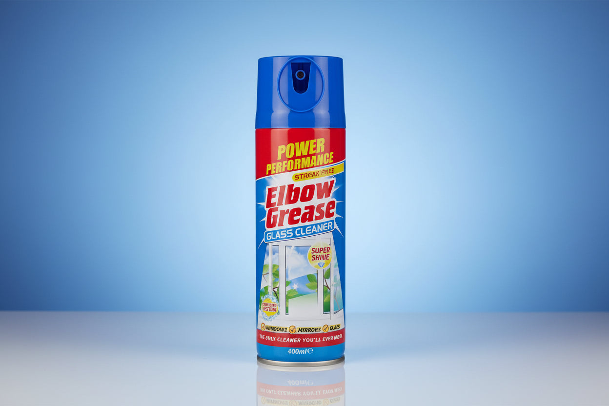 ELBOW GREASE AEROSOL GLASS CLEANER 400ML.