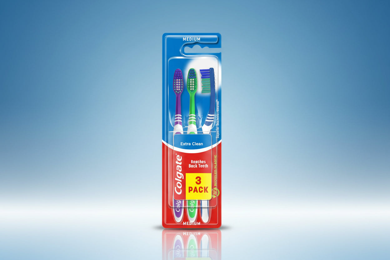 COLGATE TOOTHBRUSH EXTRA CLEAN MEDIUM 3PK