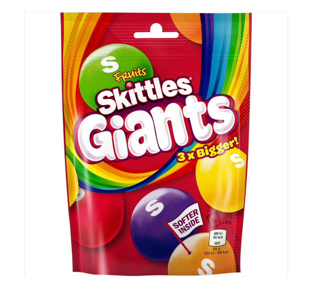 SKITTLES POUCH FRUIT GIANTS 132GM