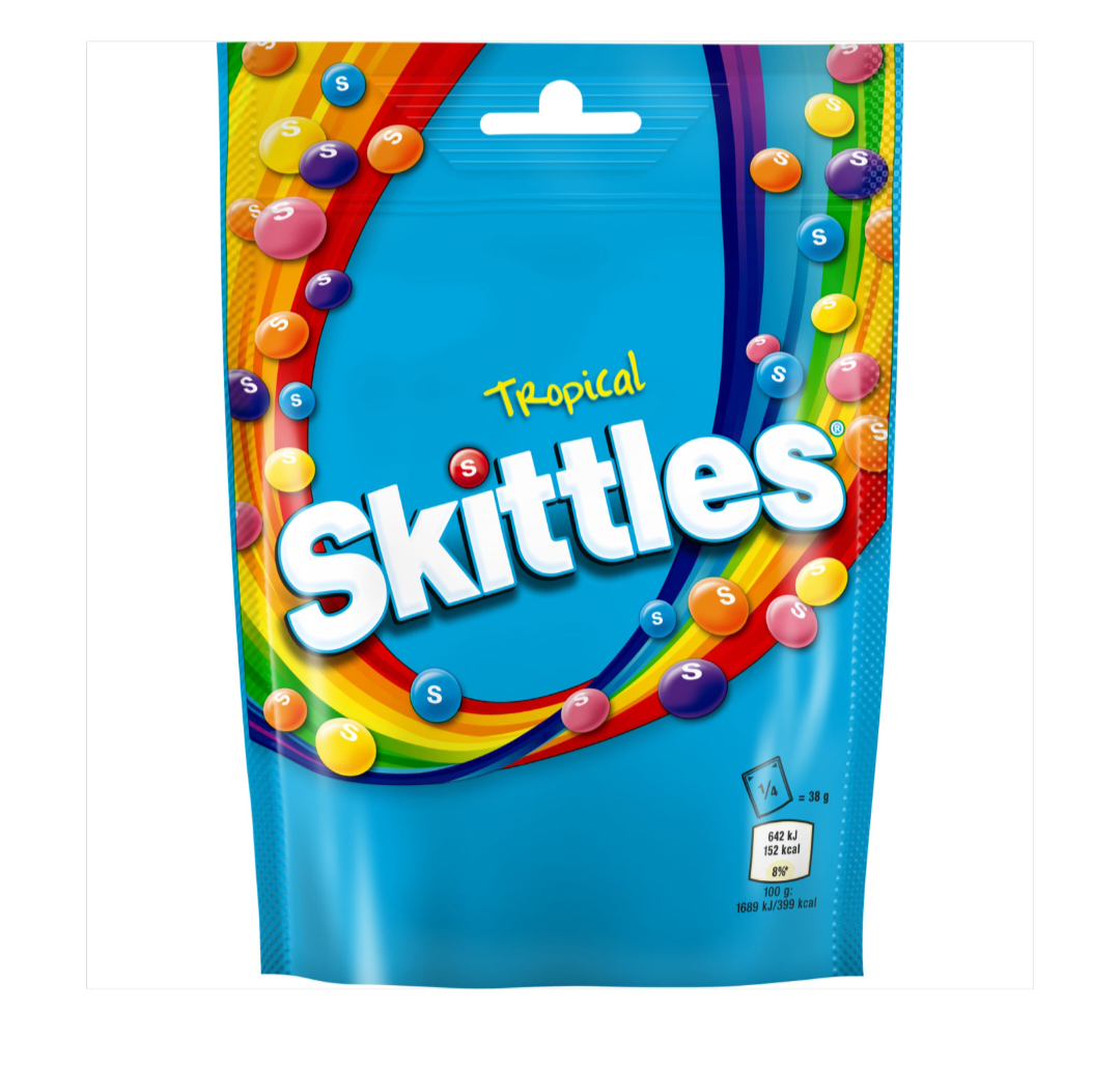 SKITTLES POUCH TROPICAL 132GM