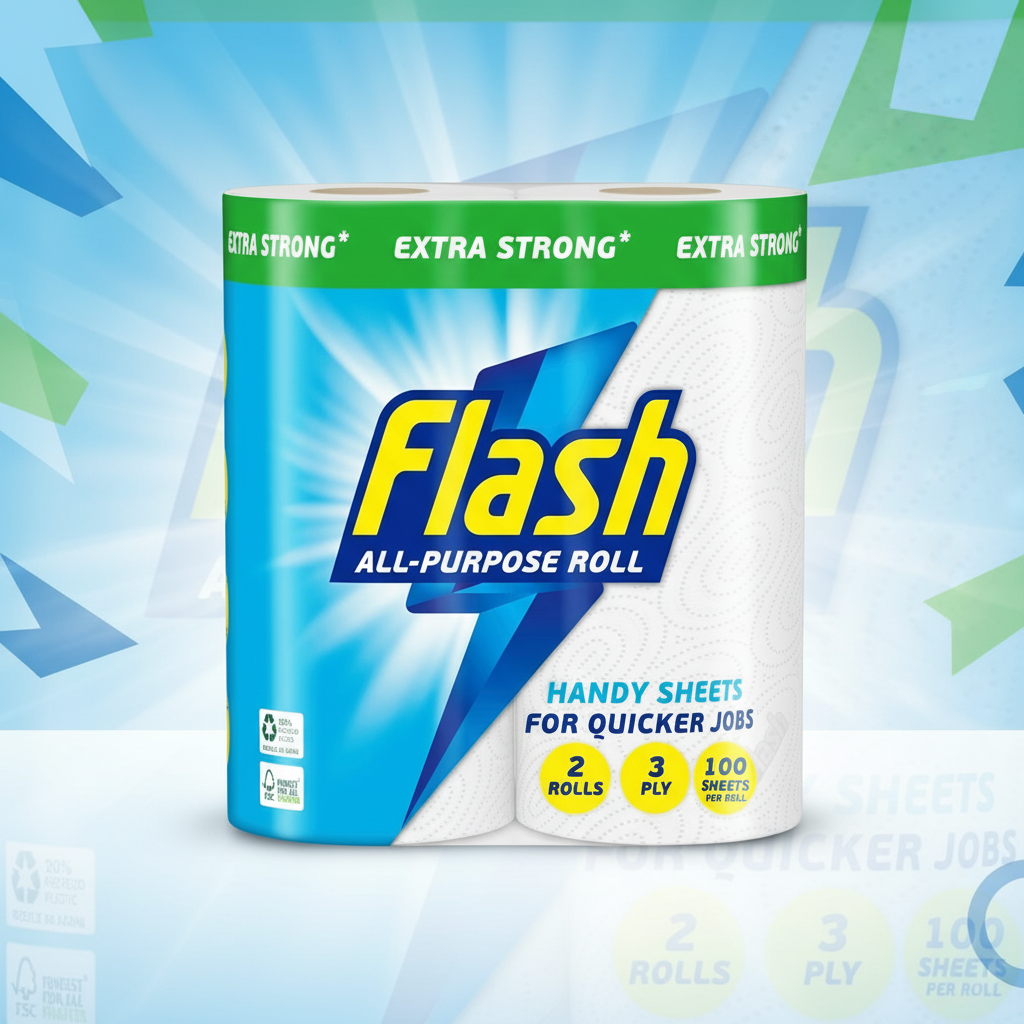 FLASH KITCHEN TOWEL HANDY SHEETS 2PK