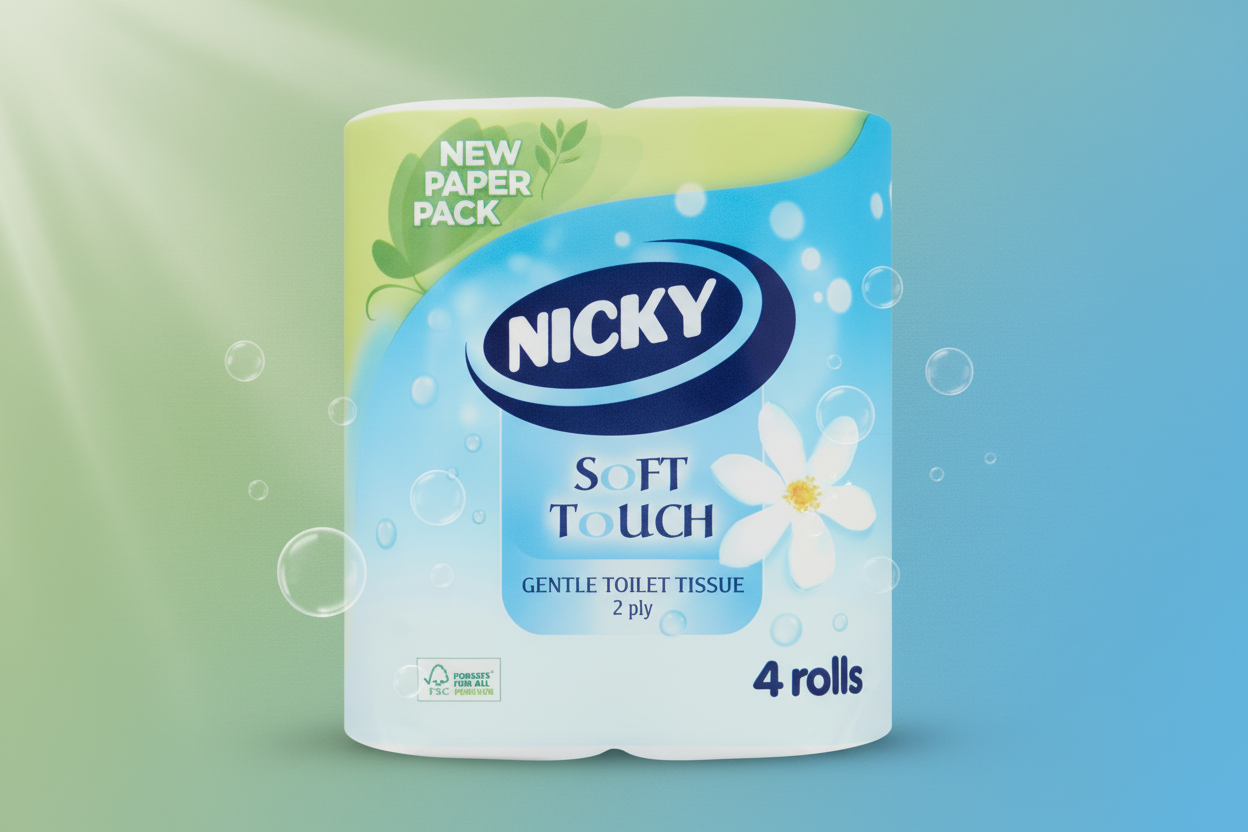 NICKY SOFT TOUCH TOILET TISSUE 2PLY 4PK