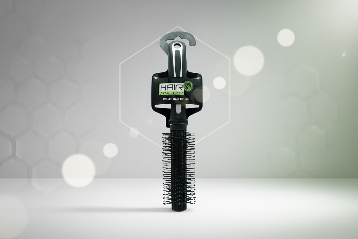 HAIR ACADEMY HAIR BRUSH ROLLER ROUND BLK