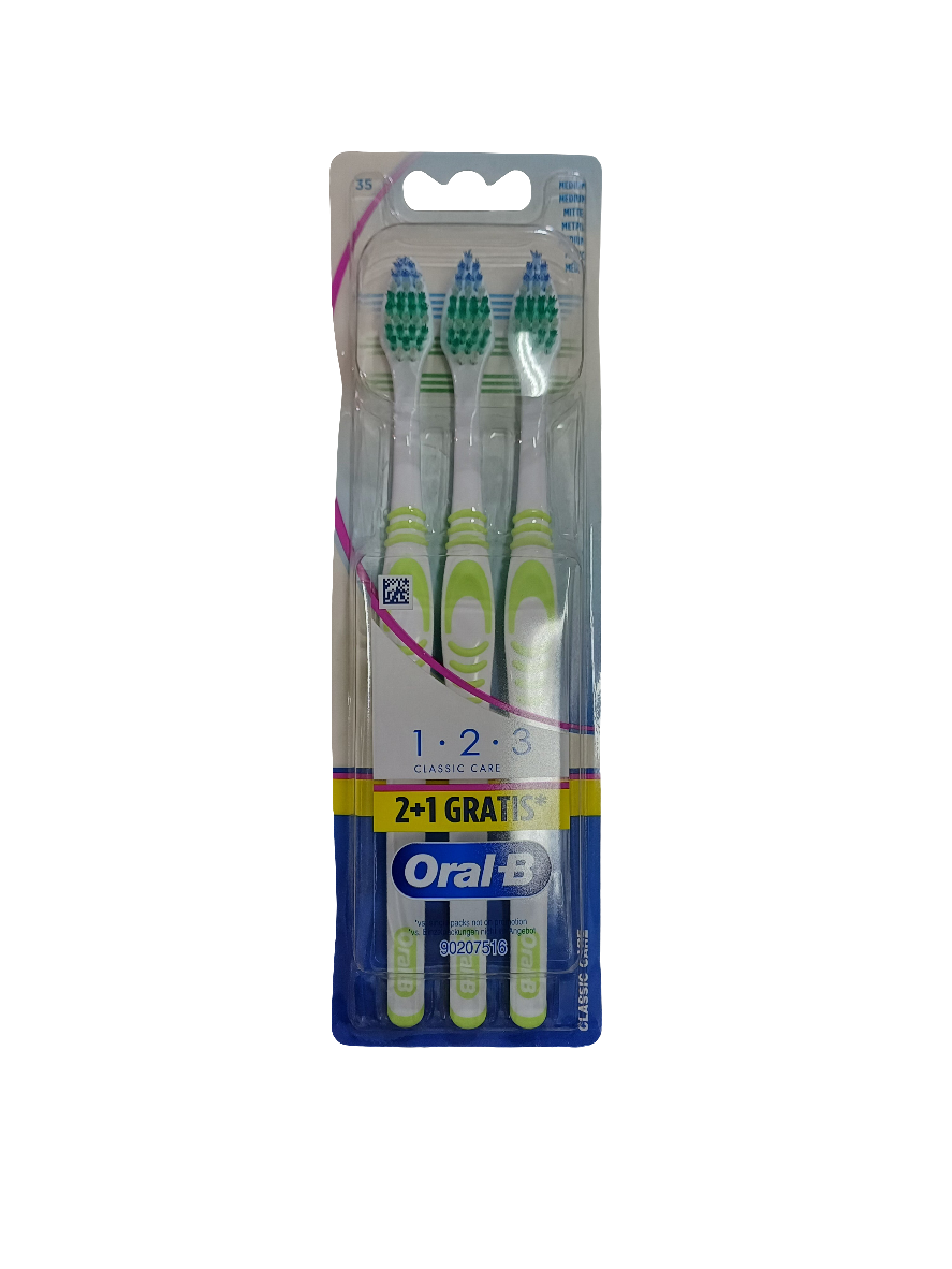 ORAL B TOOTHBRUSH CLASSIC CARE123 MEDIUM 3s