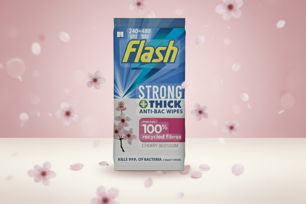 FLASH WIPES CHERRY BLOSSOM ANTI BAC(C) 28/02/25 2X60,s