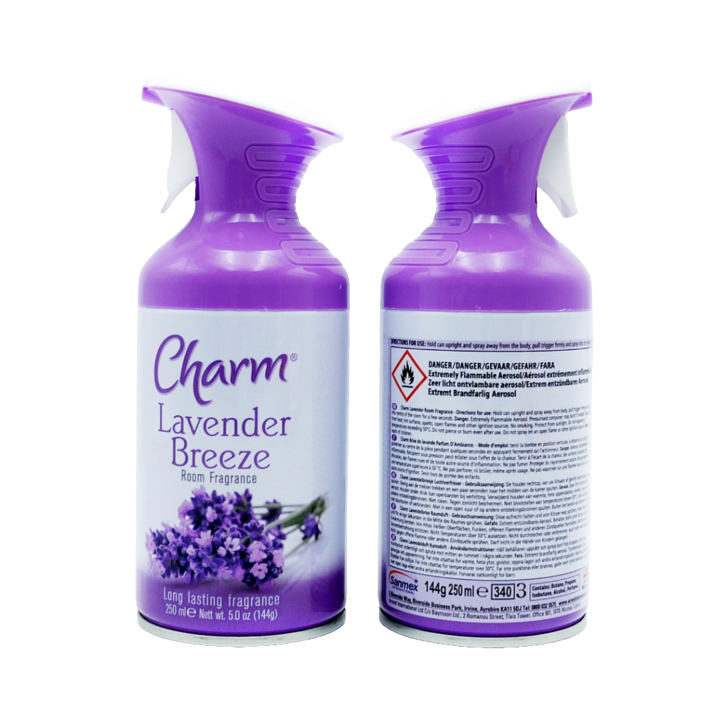 CHARM AIR FRESHENER LAV BREEZE DRY SPRAY 14/02/27 250ML