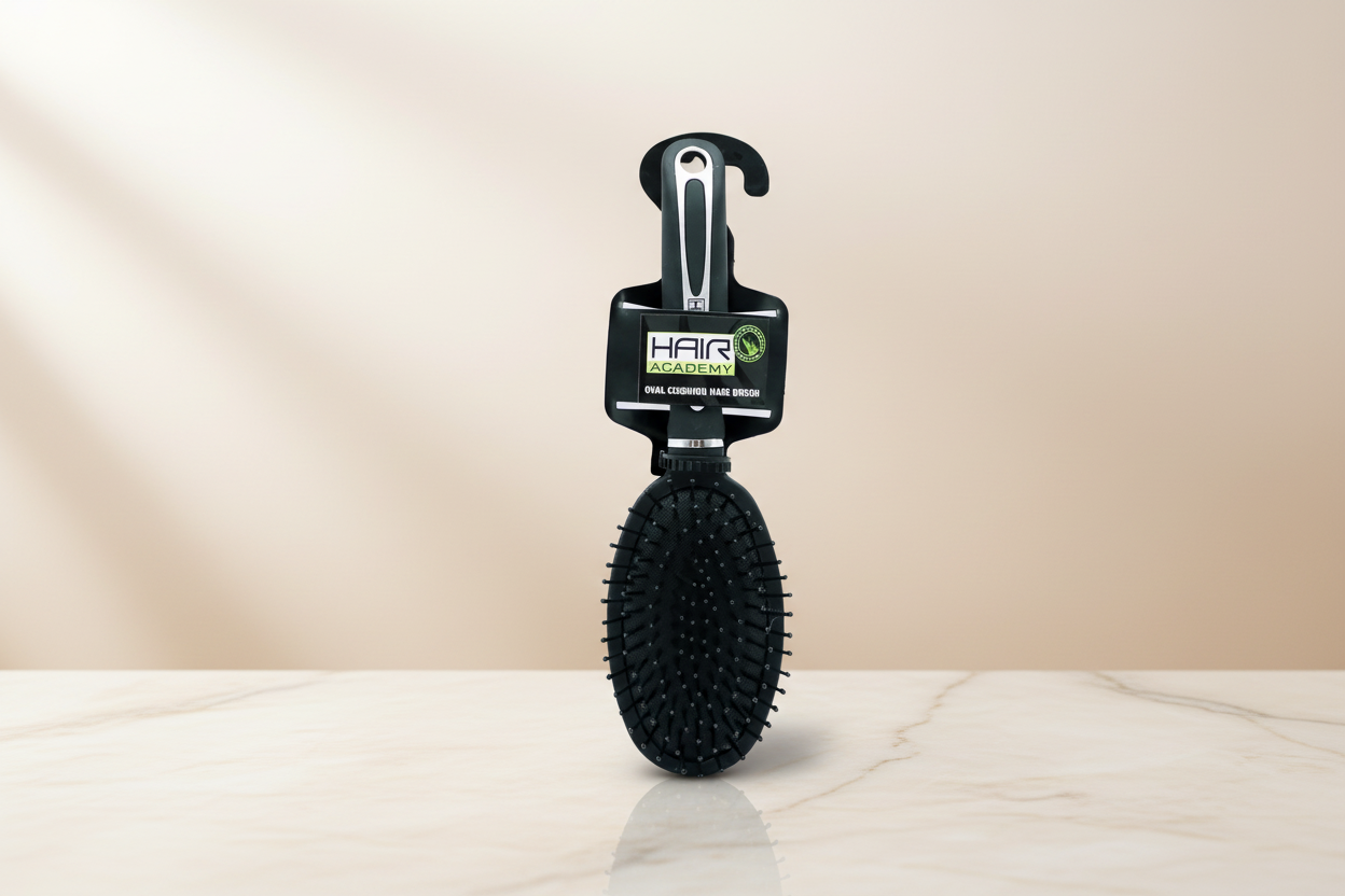 HAIR ACADEMY HAIR BRUSH OVAL CUSHION BLACK