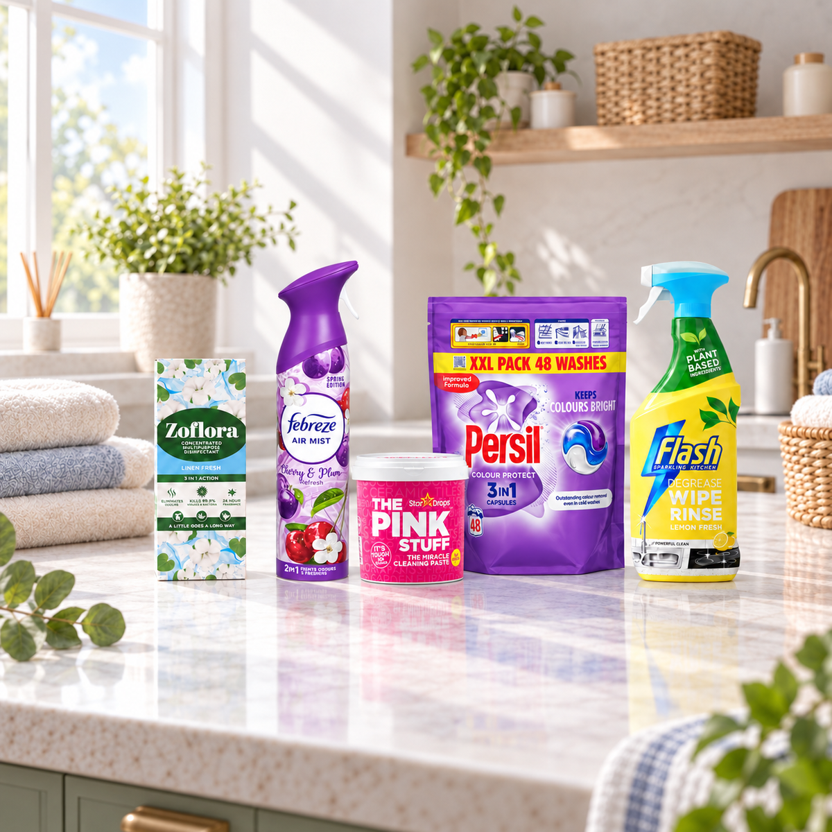 Customer favourites including Zoflora, Febreze Air Mist, The Pink Stuff, Persil Colour and Flash