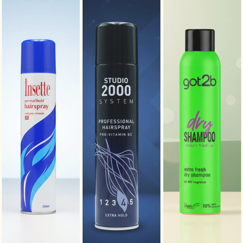 Hair styling products from Insette, Studio 2000 and got2b