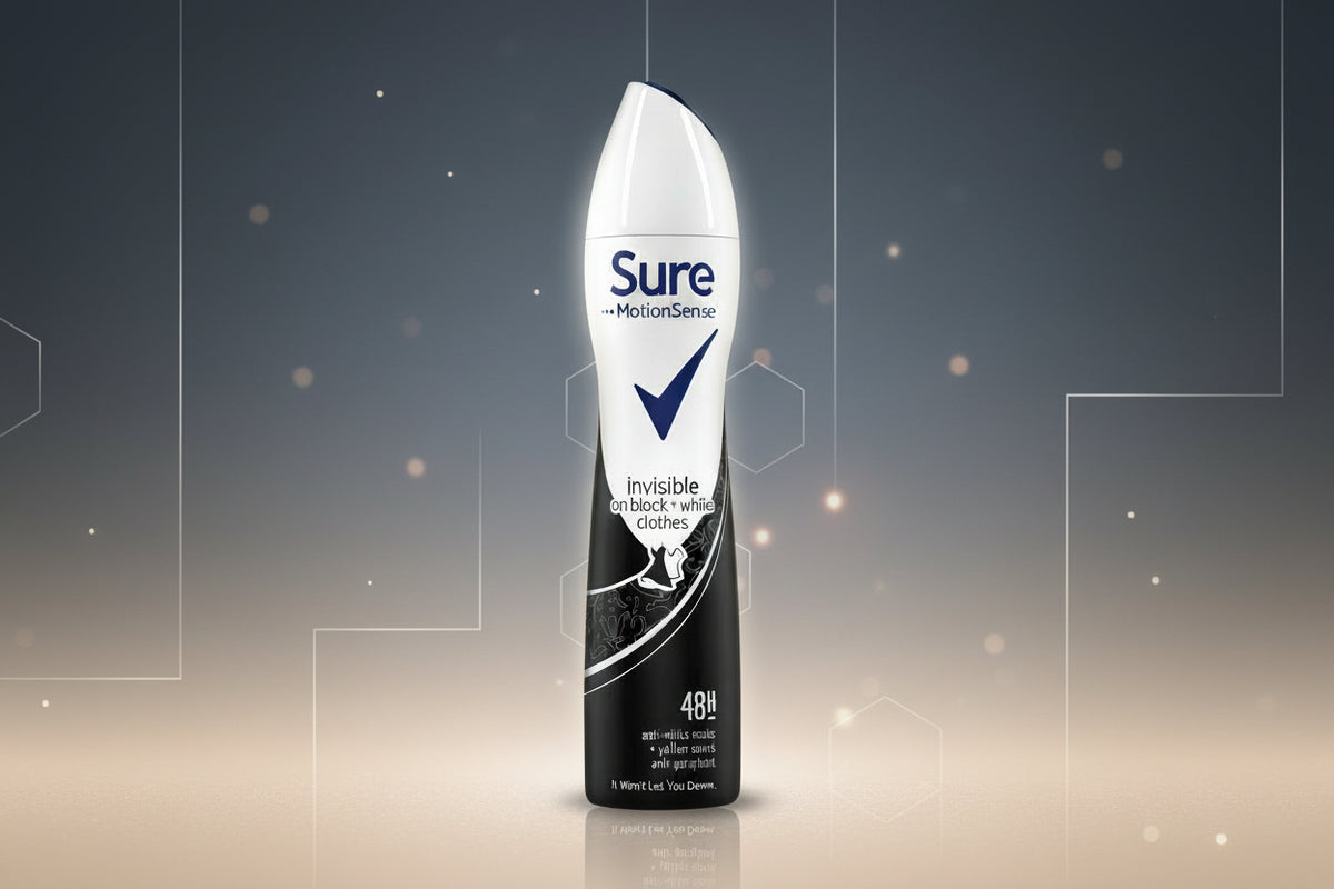 SURE A/P DEODORANT INVISIBLE BLACK & WHITE 250ML.