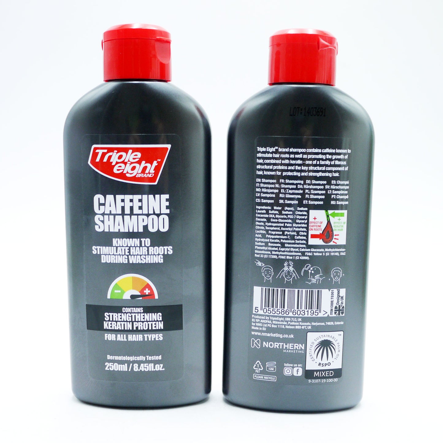 TRIPLE EIGHT CAFFEINE SHAMPOO 250ML.