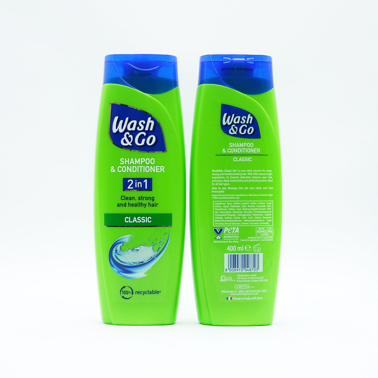 WASH & GO SHAMPOO 2IN1 CLASSIC 400ML