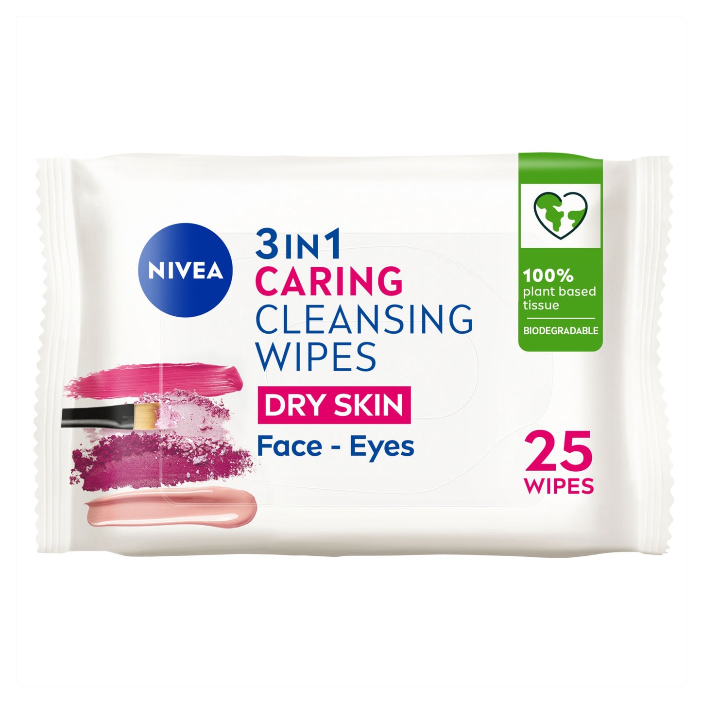 NIVEA BIODEGRADE CLEANSING WIPES DRY SKIN 25'S