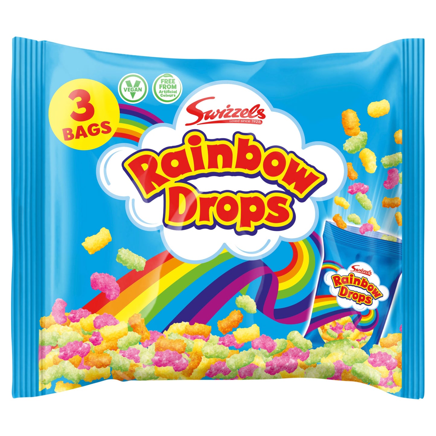 SWIZZELS RAINBOW DROPS 3BAGS 94GM