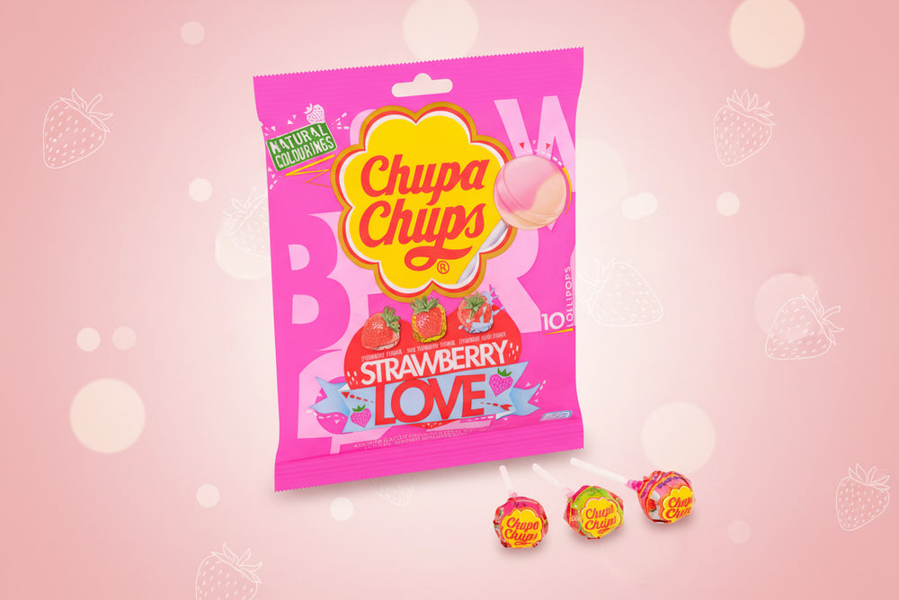 CHUPA CHUPS STRAWBERRY LOVE BAGS 10PK