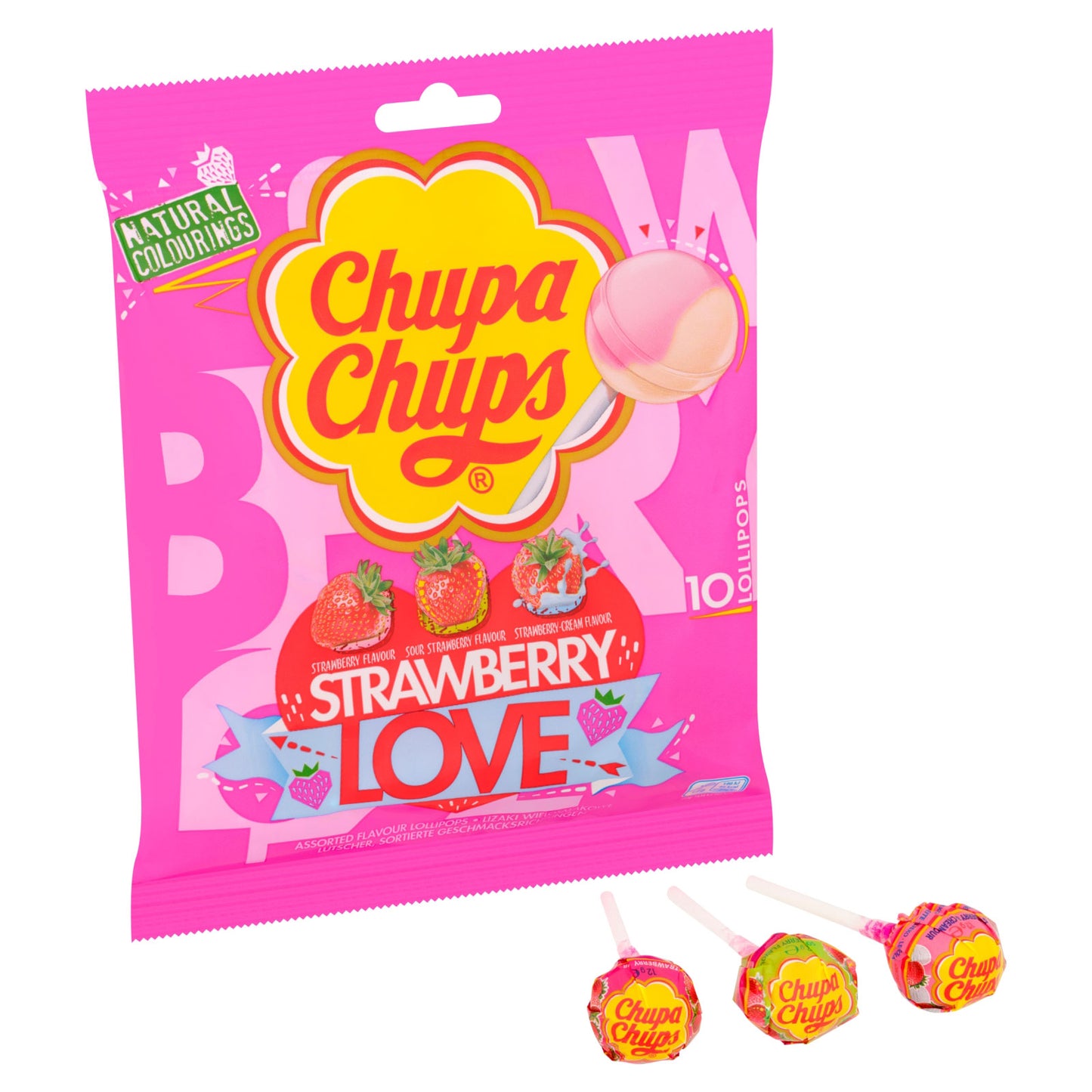 CHUPA CHUPS STRAWBERRY LOVE BAGS 10PK