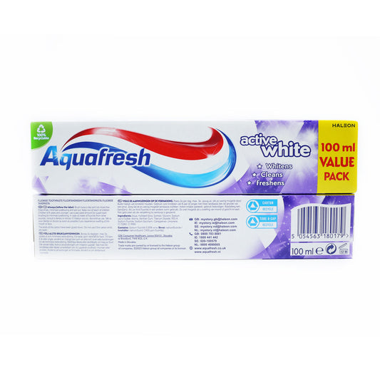 AQUAFRESH TOOTHPASTE ACTIVE WHITE 100ml.