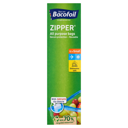 BACOFOIL ZIPPER BAGS 1LTR SMALL 12s.