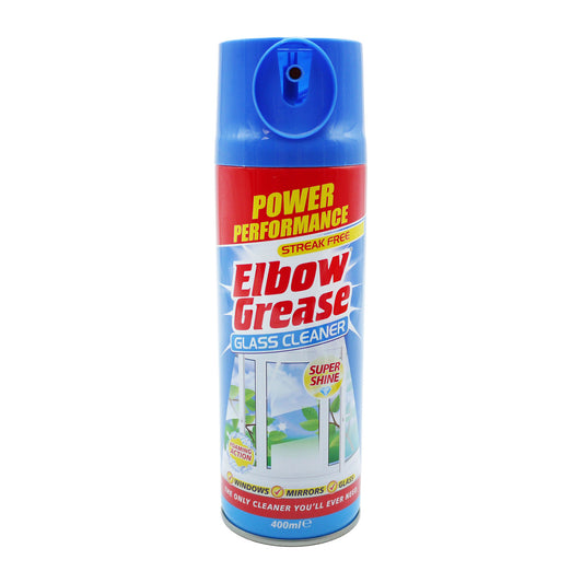 ELBOW GREASE AEROSOL GLASS CLEANER 400ML.