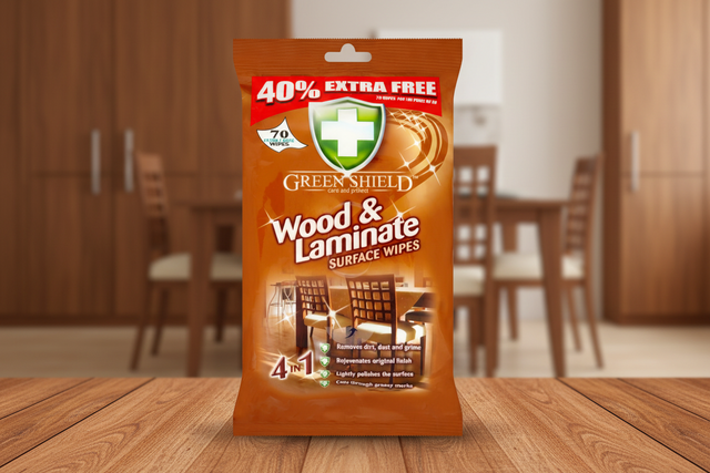 GREENSHIELD WIPE WOOD&LAMINATE SURFACE  70's.