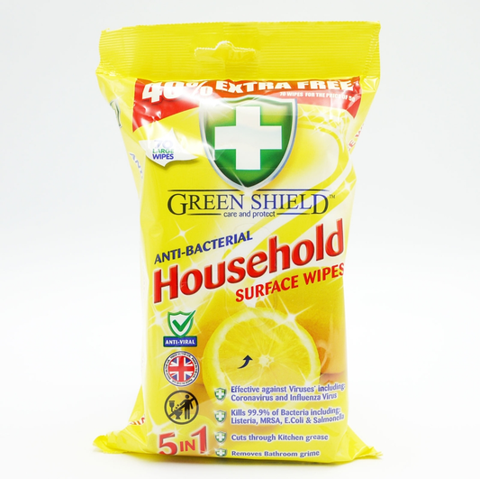 GREENSHIELD WIPE ANTIBAC HOUSEHOLD SURFACE  10/26 70's.