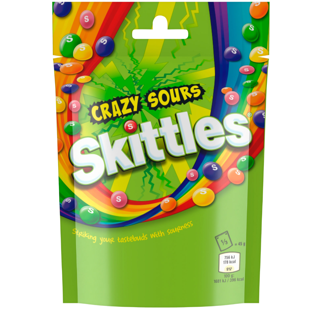 SKITTLES POUCH CRAZY SOURS  136GM
