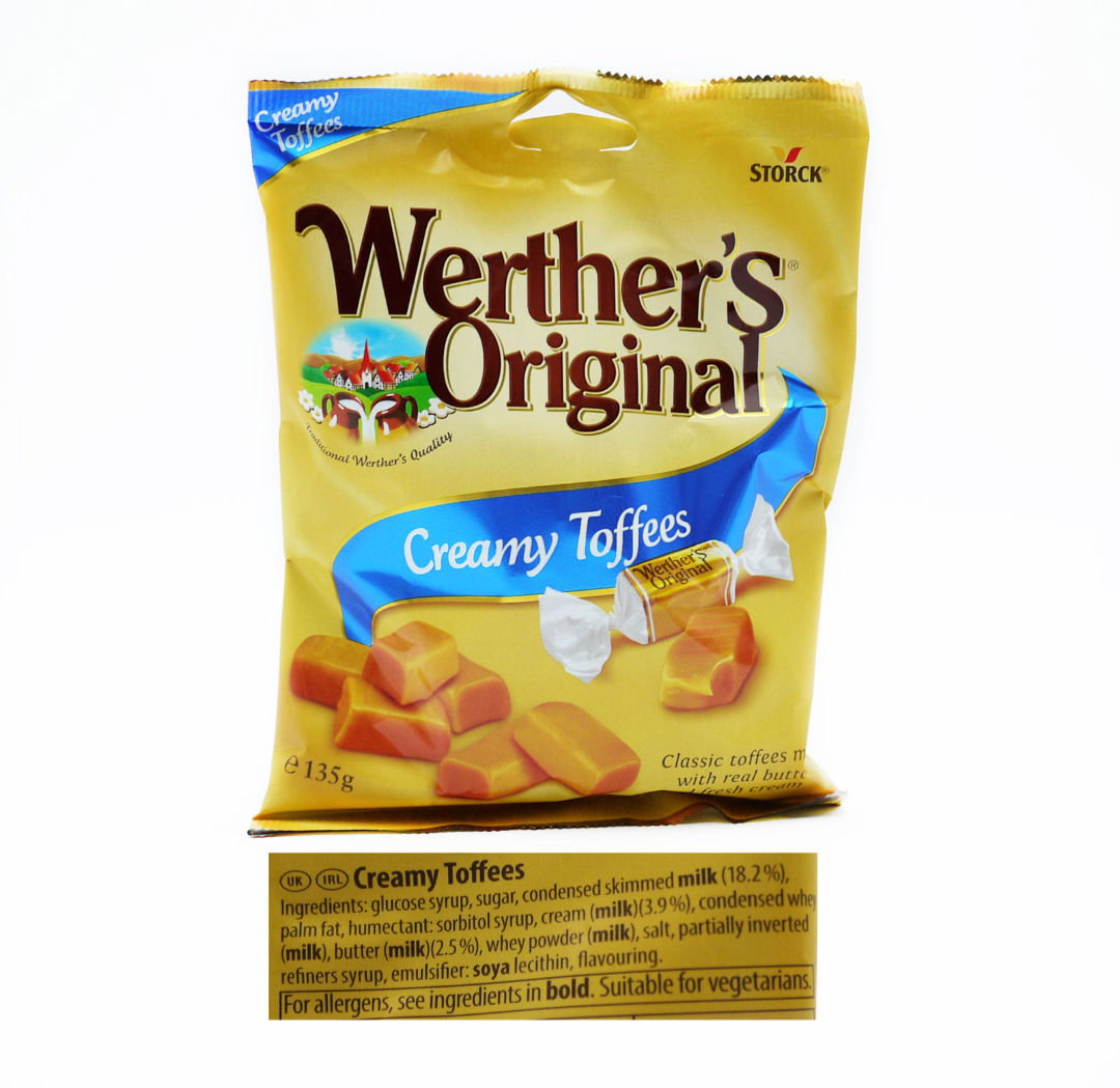 WERTHERS ORIGINAL CREAMY TOFFEES  07/25         135GM