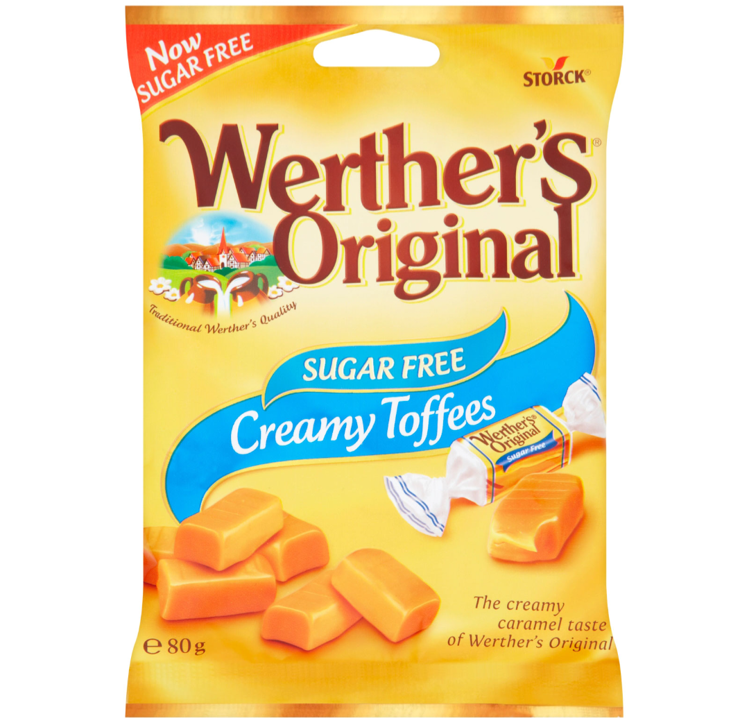 WERTHERS SUGAR FREE CREAMY TOFFEE 04/25  80GM