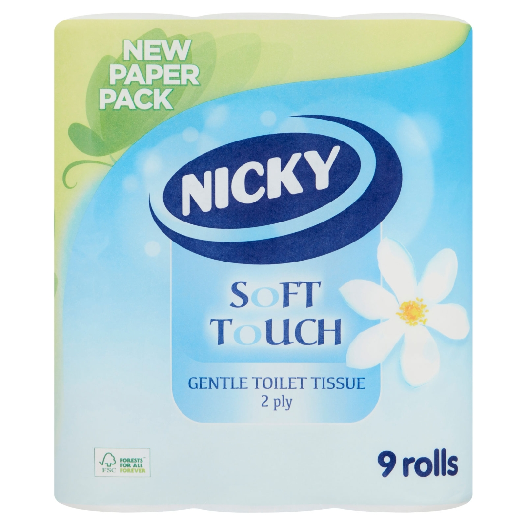 NICKY SOFT TOUCH TOILET TISSUE 2PLY 9PK