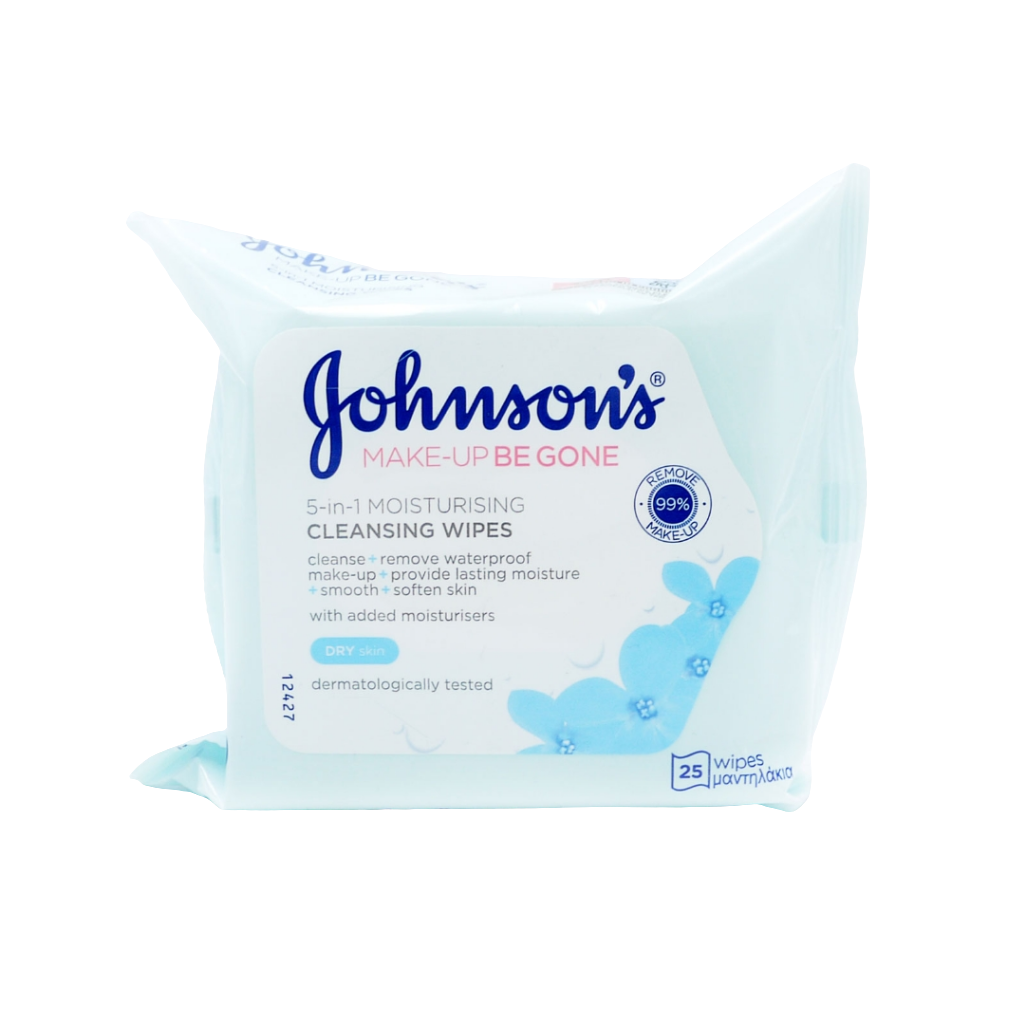 JOHNSONS FACE WIPES MAKE UP MOISTURISING 30/09/26 25's