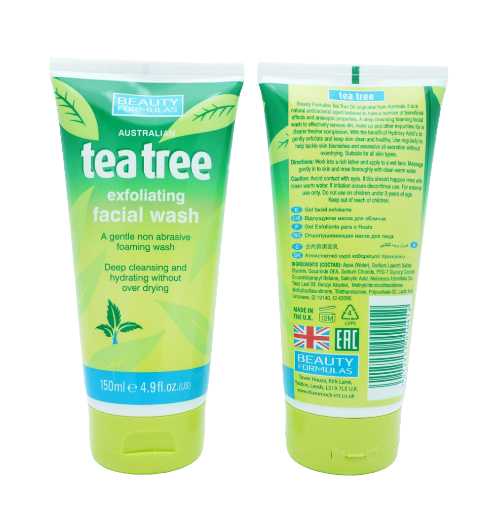 BEAUTY FORMULAS TEA TREE EXFOLIATING FACE WASH  150ML
