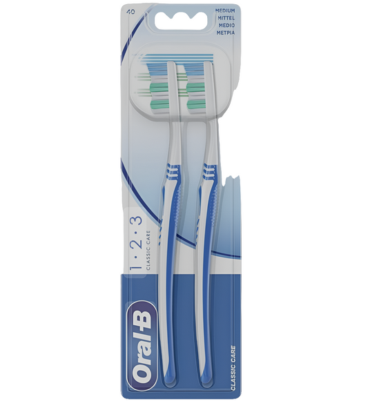 ORAL B TOOTHBRUSH 123 CLASSIC CARE TWIN