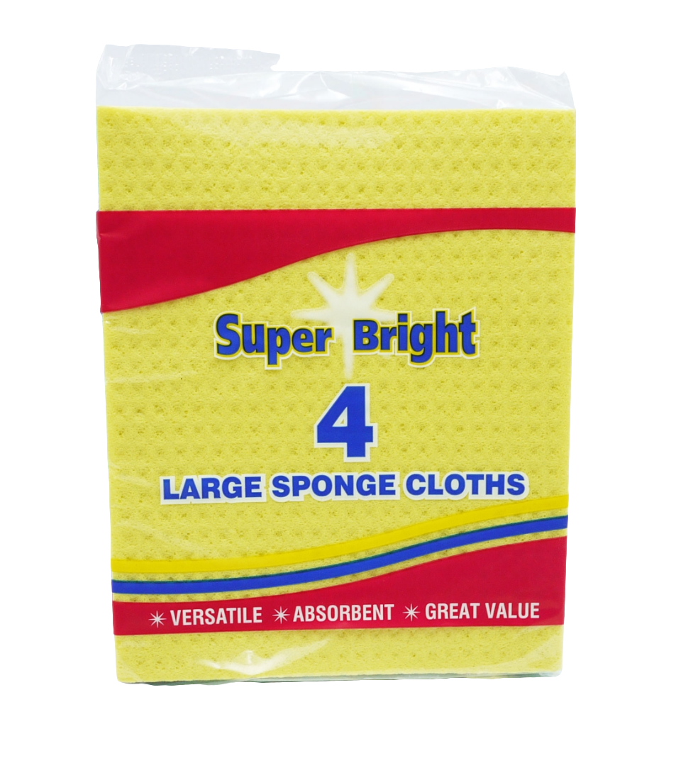 SUPER BRIGHT LARGE SPONGE CLOTHS 4PK