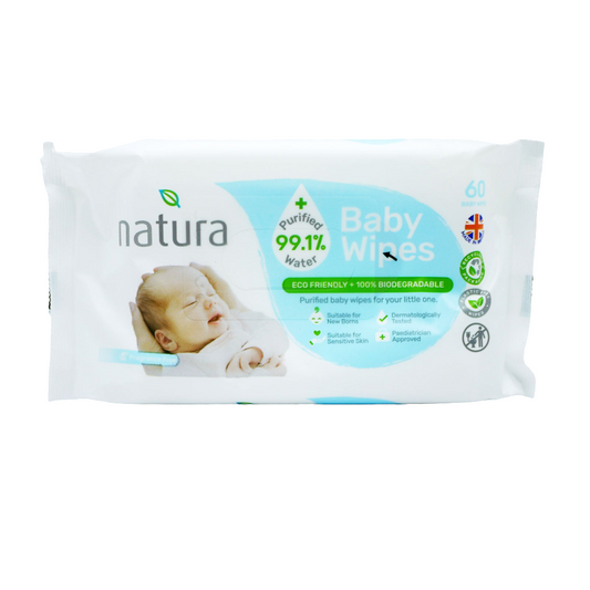 NATURA BABY WIPES PURIFIED WATER 60'S