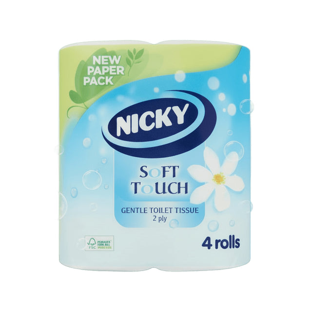 Nicky Soft Touch Toilet Tissue 2 Ply 4 Pack