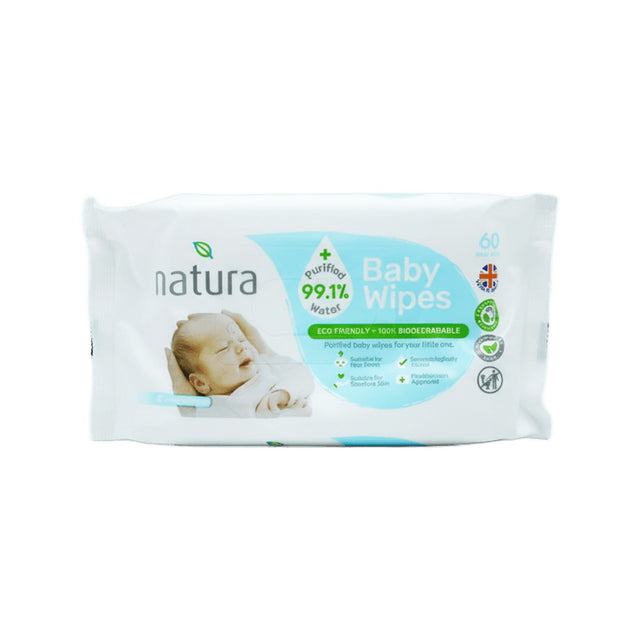 Natura Baby Wipes Purified Water 60 Pack