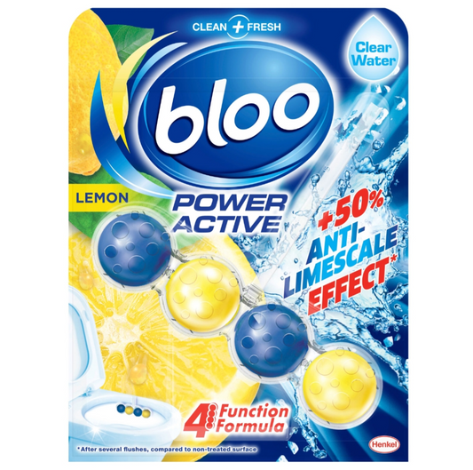 BLOO POWER CLEAR WATER TOILET RIM BLOCK LEMON 50GM