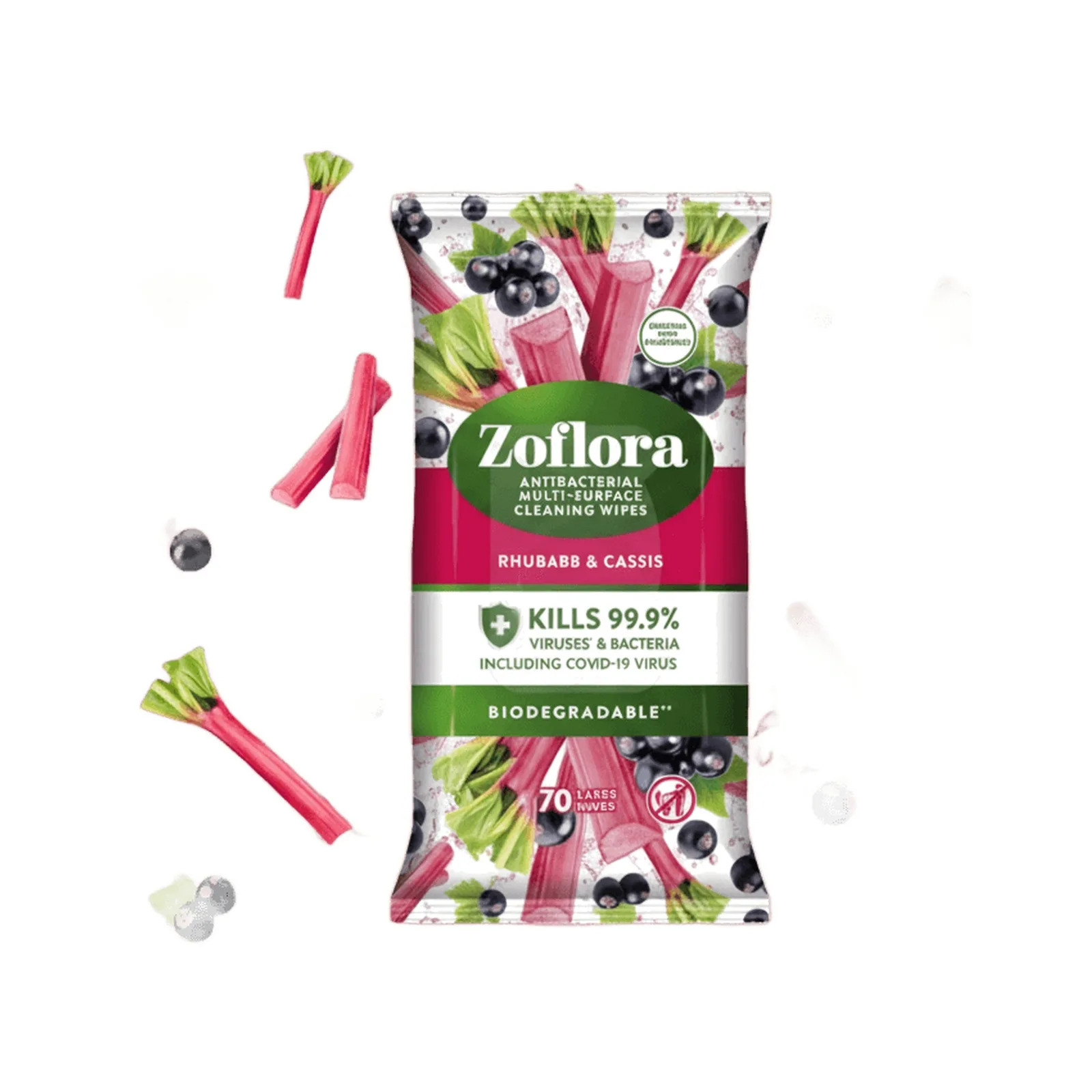 Zoflora Wipes Rhubarb & Cassis 70 Pack