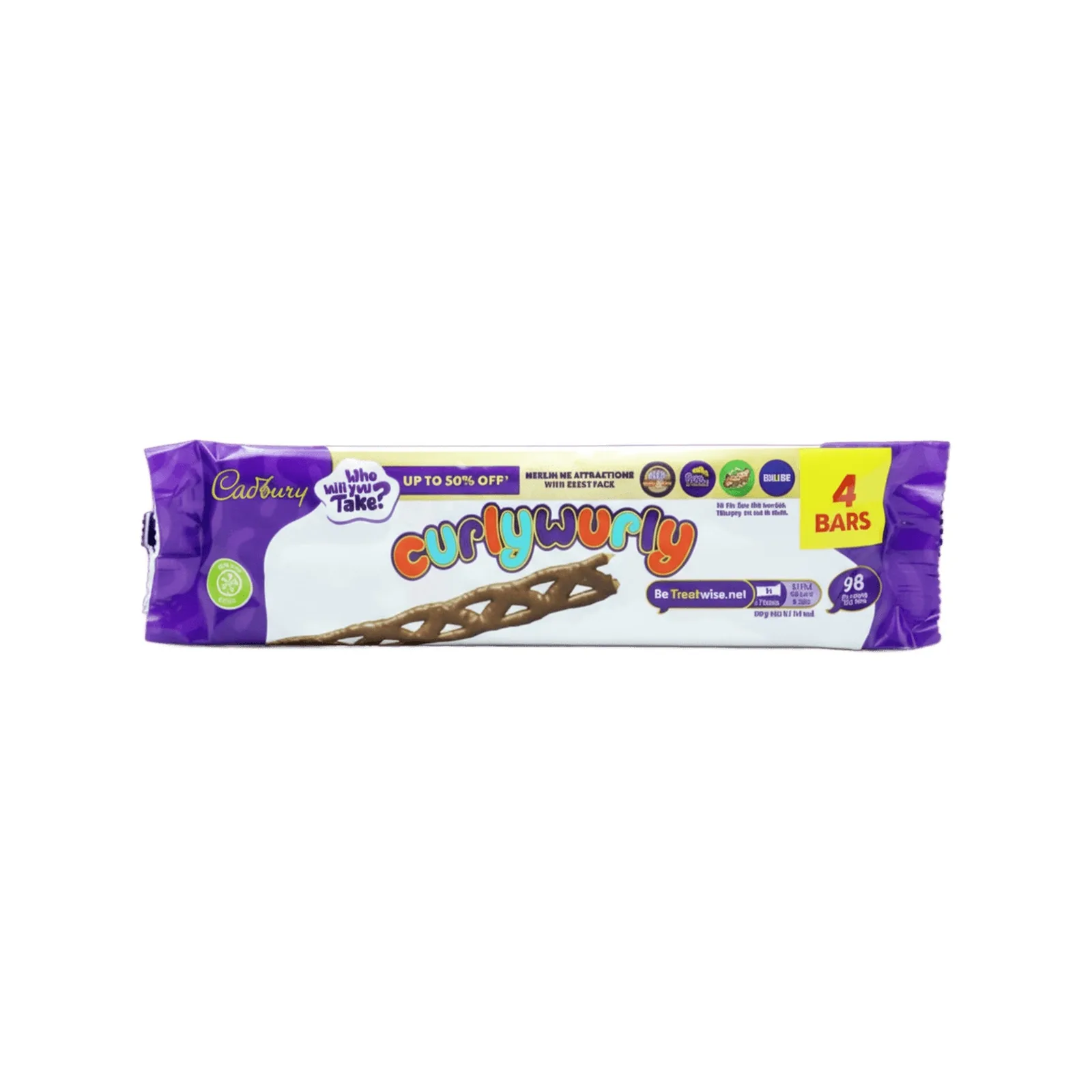 Cadbury Curly Wurly Chocolate Bar 4 Pack 86g
