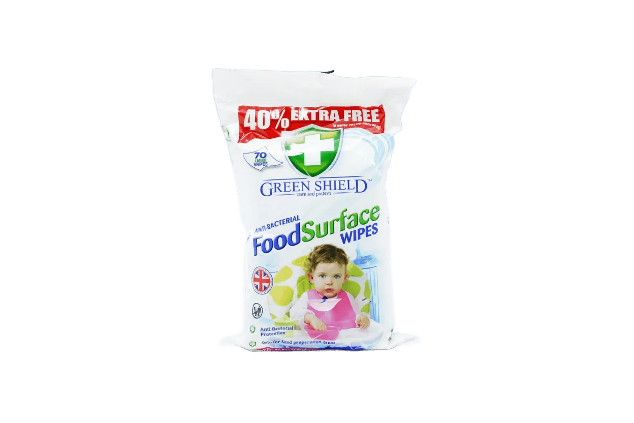 Greenshield Antibacterial Food Surface Wipes 70 Pack